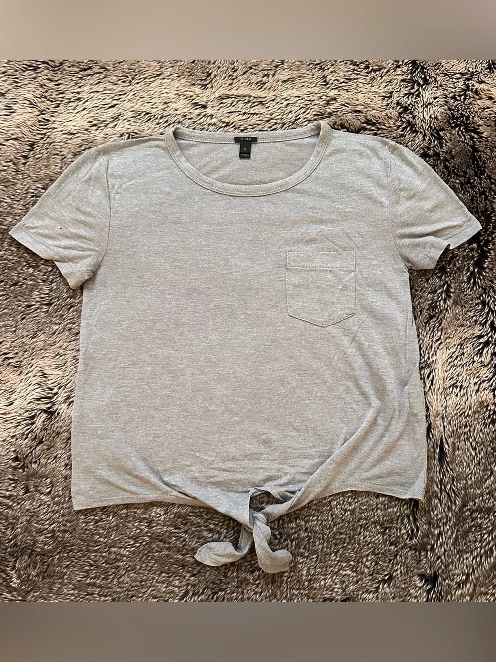 J. Crew Heather Gray Tie-Hem Pocket Tee
